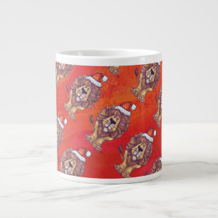 Caneca De Café Grande Natal De Leão Em Vermelho