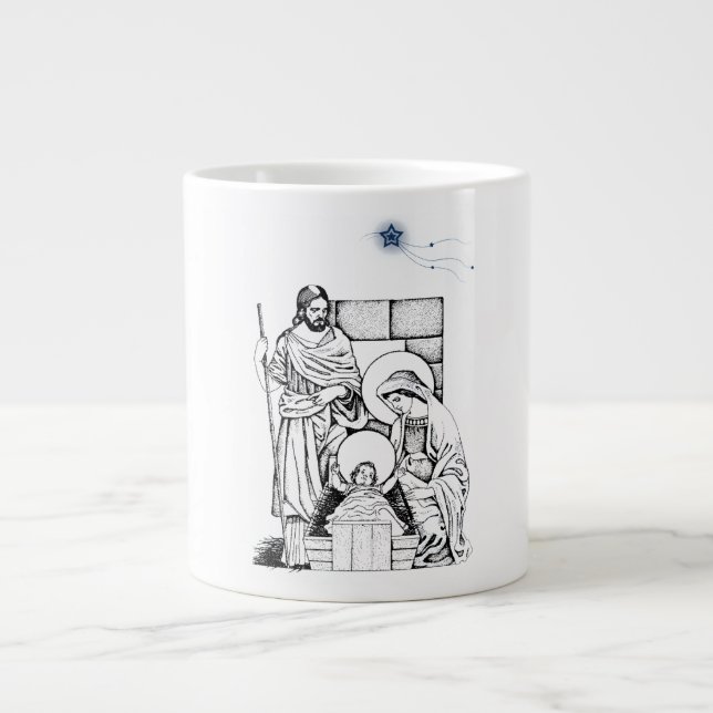 Caneca De Café Grande Natal original azul e branco (Frente)