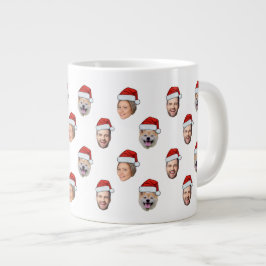 Caneca De Café Grande Natal Presente Santa Hat Personalizado Face 3 Foto