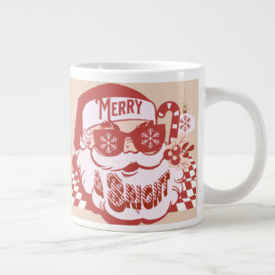 Caneca De Café Grande Natal Retro Santa Alegre Rosa Vermelho  