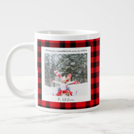 Caneca De Café Grande Natal Verde Vermelho Xadrez Monograma 2 Foto Chris