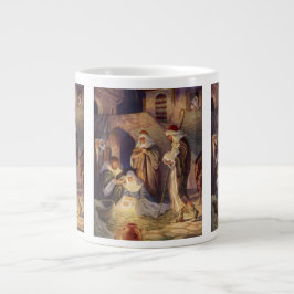 Caneca De Café Grande Natividade de Natal Vintage, 3 Pastores e Jesus