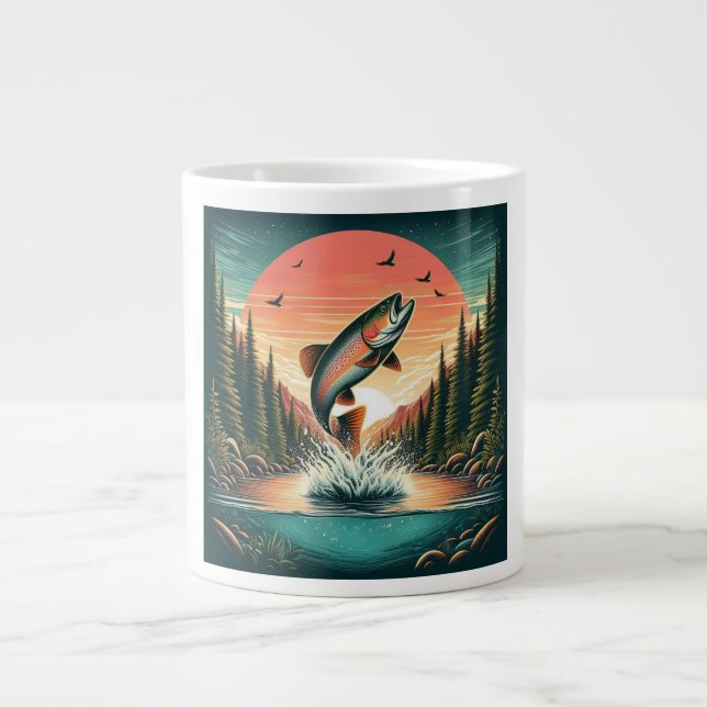 Caneca De Café Grande Natureza da truta-espumante (Frente)
