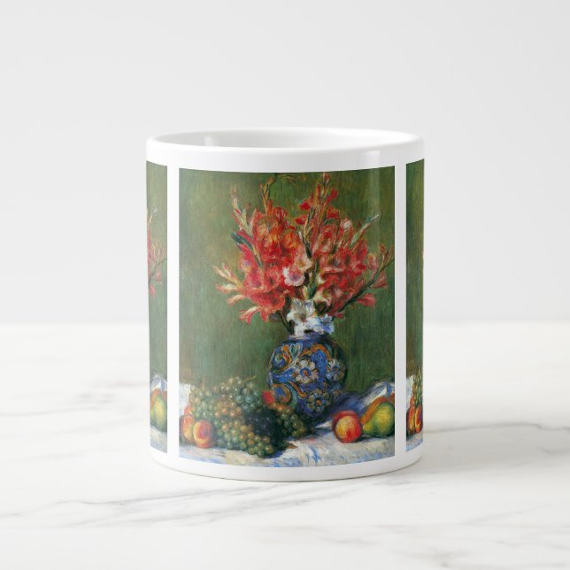 Caneca De Café Grande Natureza-morta com Flores e Frutas de Pierre Renoi (Frente)