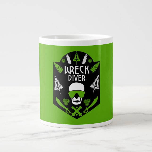 Caneca De Café Grande naufrágios de mergulho no mar (Frente)