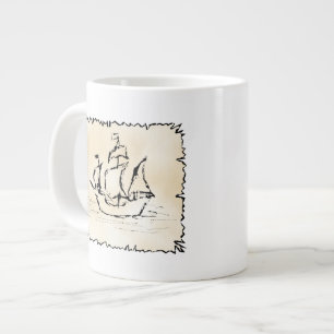 Caneca De Café Grande Nave Pirata.