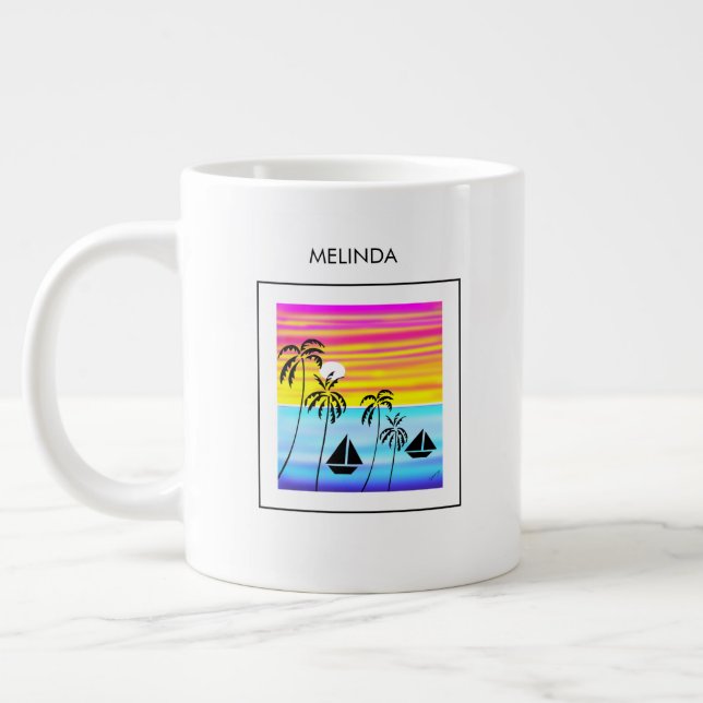 Caneca De Café Grande Navegação tropical (Esquerda)