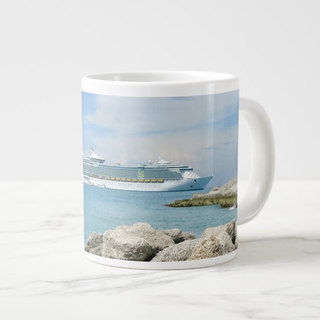 Caneca De Café Grande Navio de cruzeiro no CocoCay (Frente Esquerda)