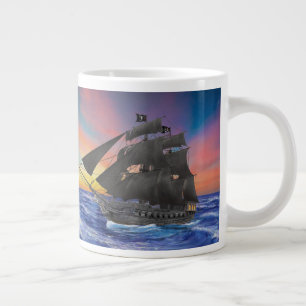 Caneca De Café Grande Navio Pirata do Barba Negra