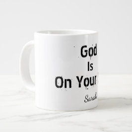Caneca De Café Grande Negrito Moderno Branco Nome Fé Deus Está Ao Seu La