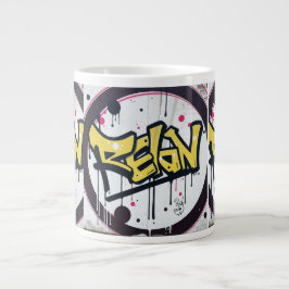 Caneca De Café Grande Neo Graffiti Tag Matte Black Street Art Vision Mug