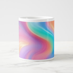 Caneca De Café Grande Néon de tendência Ondas abstrato azuis cor-de-rosa