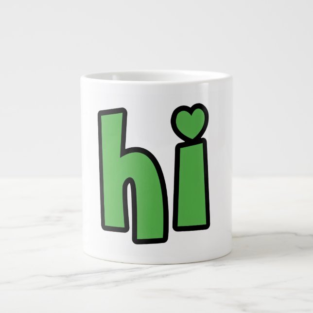 Caneca De Café Grande Neon Hello, Heart Included 🌿 Glow-in-the-Dark "Hi (Frente)