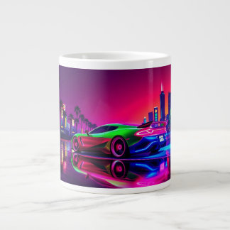 Caneca De Café Grande Neon Racer Mug - 80s Carro Esportivo Retro-Futurís