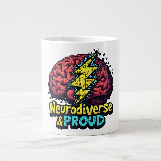 Caneca De Café Grande Neurodiversa e Orgulhosa (Frente)