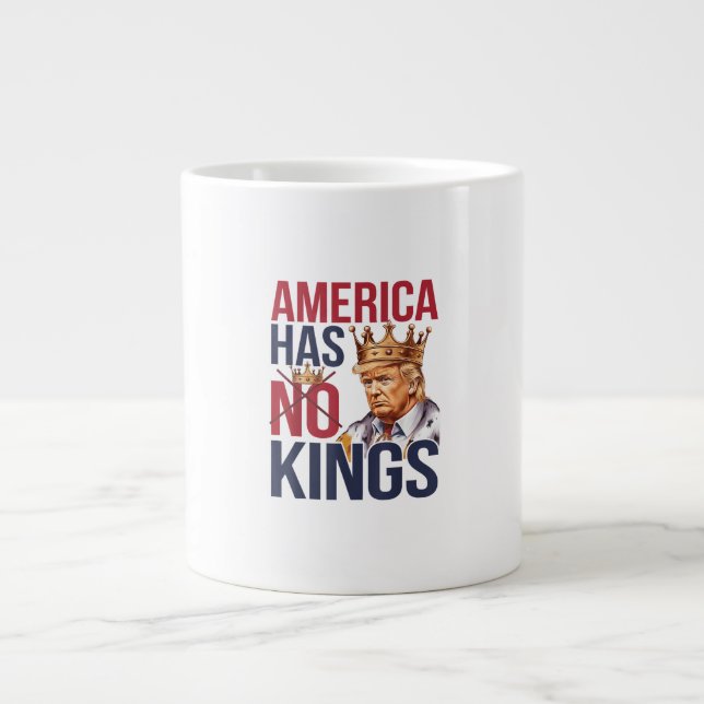 Caneca De Café Grande No Kings In America Funny America Has No King Poli (Frente)