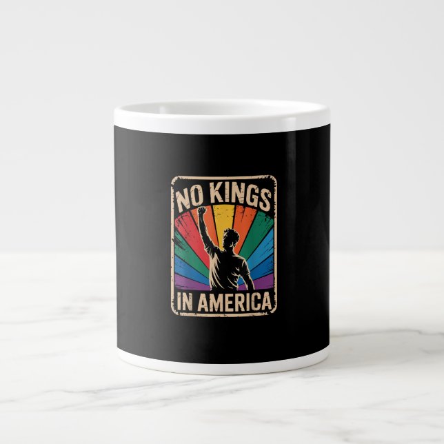 Caneca De Café Grande No Kings In America Since 1776 Patriotic Style (Frente)