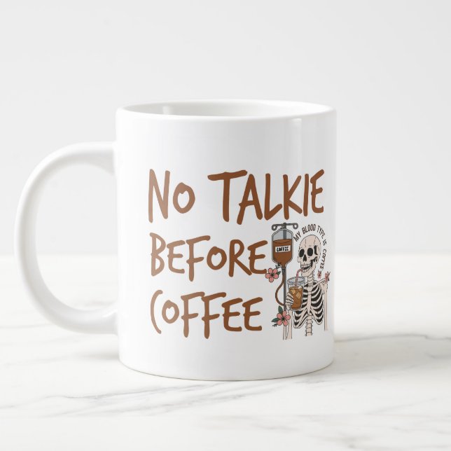 Caneca De Café Grande No Talkie Before Coffee funny cat lover gift (Esquerda)