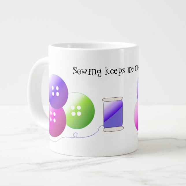 Caneca De Café Grande Noções de Costura com Dito Fofo (Frente Esquerda)
