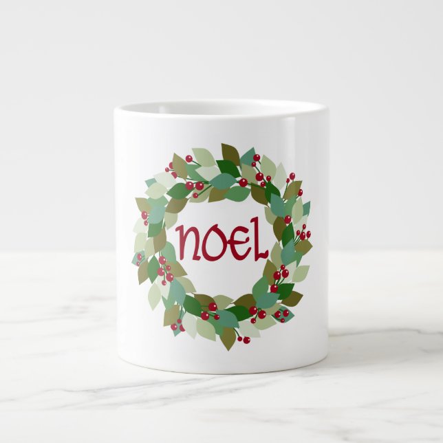Caneca De Café Grande Noel Wreath | Rua de Natal (Frente)