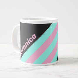 Caneca De Café Grande Noite Retro Listras Prismáticas com Nome