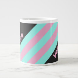 Caneca De Café Grande Noite Retro Listras Prismáticas com Nome