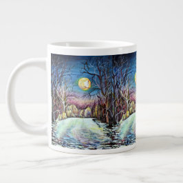 Caneca De Café Grande Noite Silenciosa Inverno Cheia Lua na Suecia