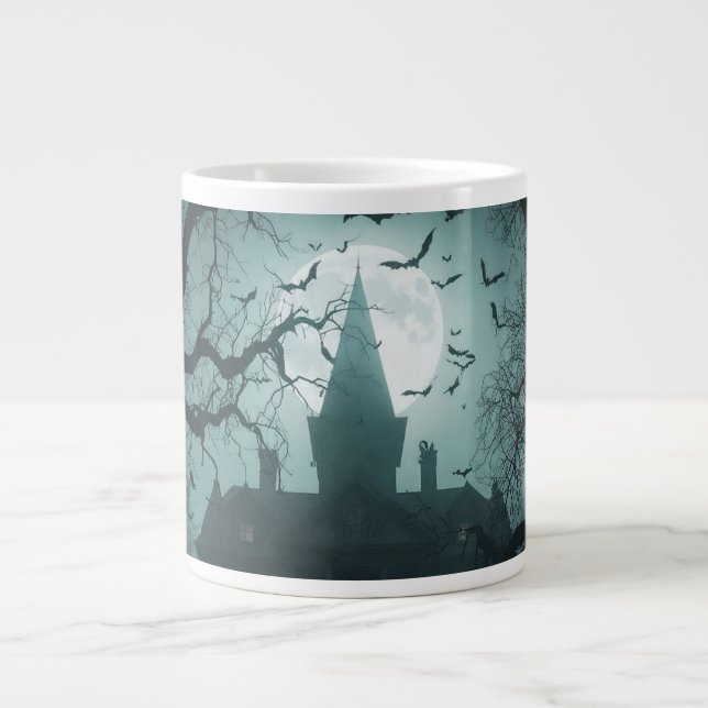 Caneca De Café Grande Noite Spooky com Jack-o-Lanternas (Frente)