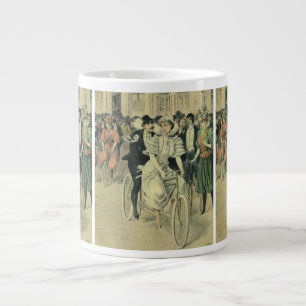 Caneca De Café Grande Noiva e Noivo Casados Recém-Casados Bicicleta Vito