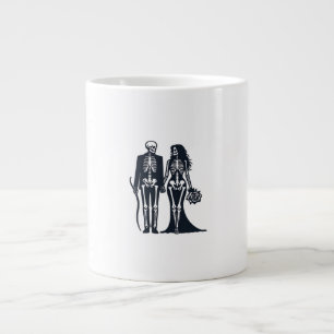 Caneca De Café Grande Noiva e noivo de esqueleto gótico - Até a morte no