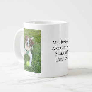 Caneca De Café Grande Noivado de Foto de Cão Meu Humano se Casando