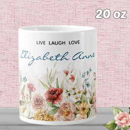 Caneca De Café Grande Nome | 20oz Watercolor 1600s - Florais Holandeses 