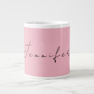 Caneca De Café Grande Nome da caligrafia feminina rosa-claro profissiona