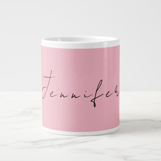 Caneca De Café Grande Nome da caligrafia feminina rosa-claro profissiona (Frente)