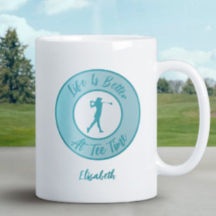 Caneca De Café Grande Nome da Hora da Saída do Golfista Feminino Humor E