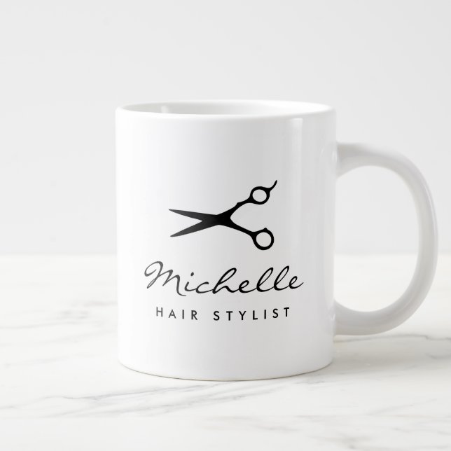 Caneca De Café Grande Nome de estilo de cabelo personalizado tamanho ext (Direita)
