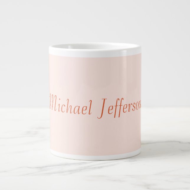 Caneca De Café Grande Nome de Script de Manuscrito Simples (Frente)