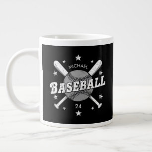 Caneca De Café Grande Nome e Número Personalizados da Tendência do Baseb