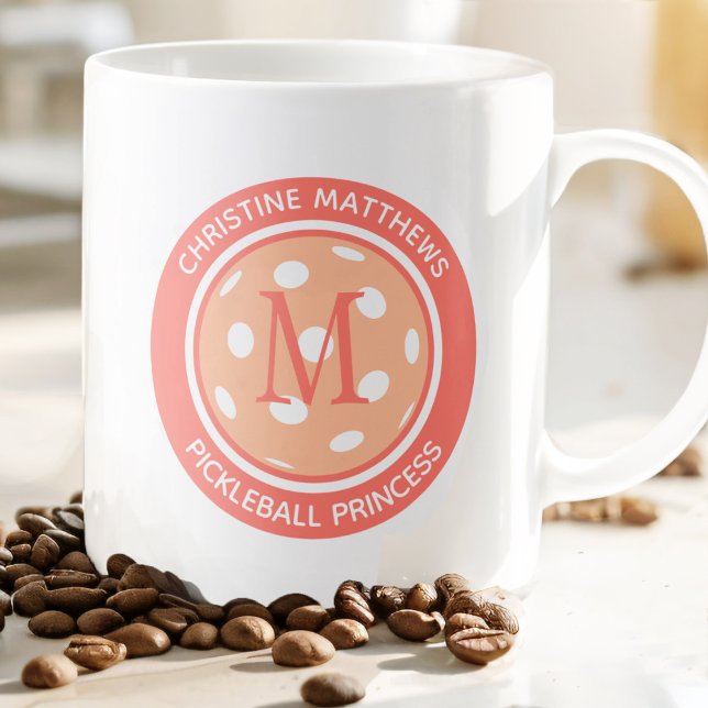 Caneca De Café Grande Nome engraçado da Princesa do Pickleball com inici (Criador carregado)