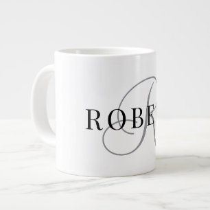 Caneca De Café Grande Nome inicial do Monograma Clássico