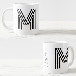 Caneca De Café Grande Nome & Monograma JumboCup | Inicial personalizada