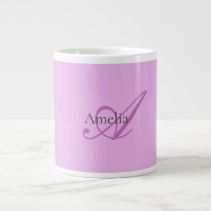 Caneca De Café Grande Nome Monograma - Letra Inicial Orchid & Lilac
