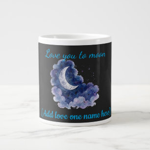Caneca De Café Grande Nome Personalizado Amor Você até a Lua Aquarela Lu