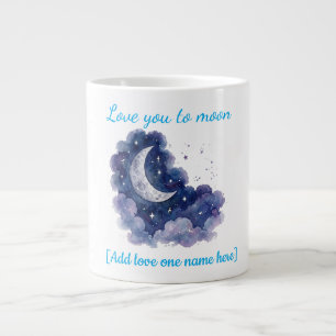 Caneca De Café Grande Nome Personalizado Amor Você até a Lua Aquarela Lu
