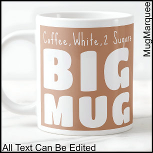 Caneca De Café Grande Nome Personalizado Big Mug Brown C84 Novidade Engr