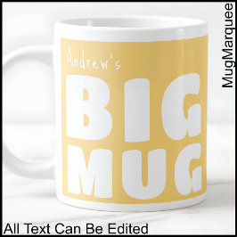 Caneca De Café Grande Nome personalizado Big Mug Yellow C65 Novidade eng