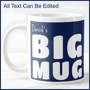 Caneca De Café Grande Nome Personalizado Caneca Grande Azul Marinho C41 