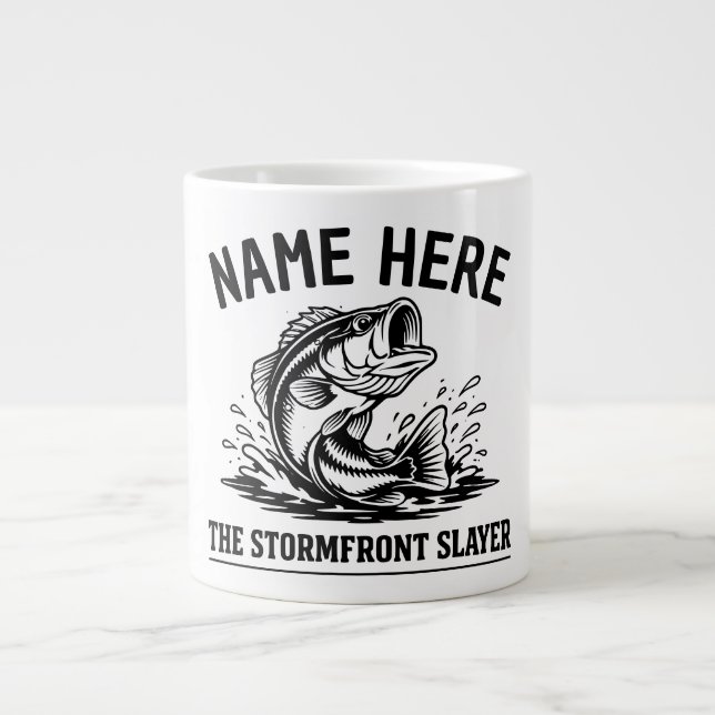 Caneca De Café Grande Nome Personalizado Clássico Tempestade de Pesca de (Frente)