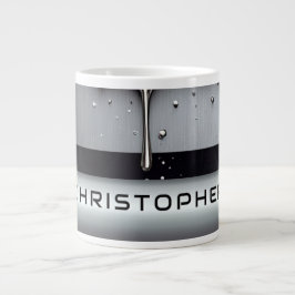 Caneca De Café Grande Nome Personalizado Com Metal Líquido Gotejando