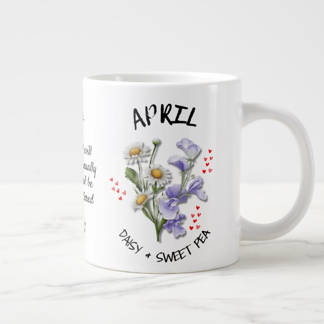 Caneca De Café Grande Nome Personalizado Cristão Flor do Mês de Nascimen (Direita)